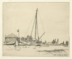 el barco atracado Seis rostros holandeses (título de la serie) de Johan Barthold Jongkind