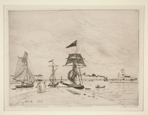 Embarcadero de madera en el puerto de Honfleur de Johan Barthold Jongkind
