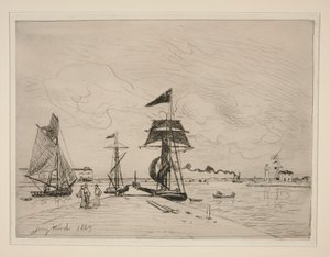 Embarcadero de madera en el puerto de Honfleur de Johan Barthold Jongkind