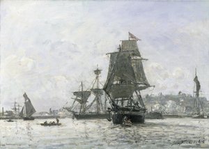 Grandes barcos de vela en Honfleur de Johan Barthold Jongkind