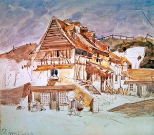 Casas antiguas en Dieppe, Normandía, Francia, 1851