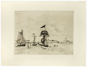 Muelle en el Puerto de Honfleur de Johan Barthold Jongkind