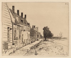 Las casas en la orilla del canal de Johan Barthold Jongkind