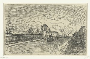 Salida del Hospital Cochin (Faubourg Saint-Jacques, París) de Johan Barthold Jongkind
