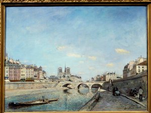Vista de las orillas del Sena y la Catedral de Notre Dame de París
