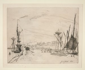¿Vista desde el Puerto al Ferrocarril? Honfleur (Vista del puerto desde el ferrocarril en Honfleur) de Johan Barthold Jongkind