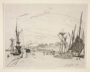 ¿Vista desde el Puerto al Ferrocarril? Honfleur (Vista del Puerto desde el Ferrocarril de Honfleur) de Johan Barthold Jongkind