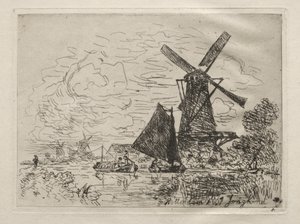 Molinos de viento en Holanda de Johan Barthold Jongkind