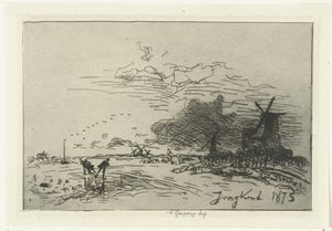 Paisaje de invierno cerca de Rotterdam de Johan Barthold Jongkind