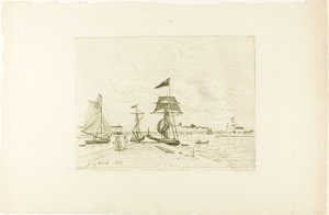 Muelle de madera, puerto de Honfleur de Johan Barthold Jongkind