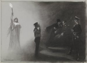 Diseño para la ilustración de De Amsterdammer: La derrota de Rusia en el mar, 4 de junio de 1905 de Johan Braakensiek