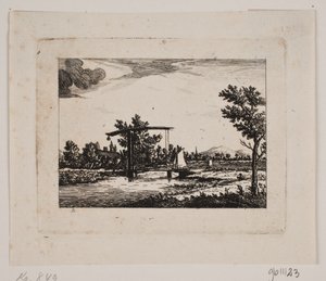 Paisaje con puente levadizo