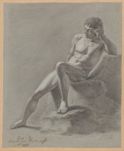 Desnudo masculino sentado, visto de frente (1er premio 1807) de Johan Christiaan Willem Safft