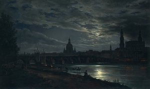 Vista de Dresde a la luz de la luna, 1839 de Johan Christian Dahl