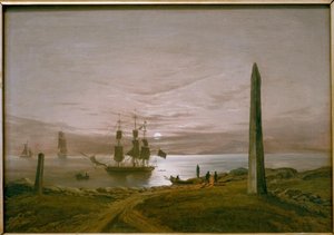 Paisaje de fiordo a la luz de la luna de Johan Christian Dahl
