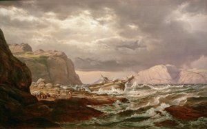 Barco varado en la costa noruega de Johan Christian Dahl