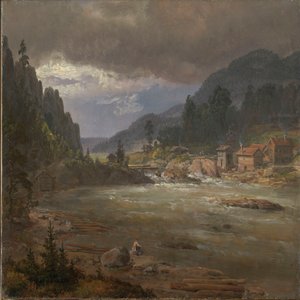 Hellefossen cerca de Hokksund de Johan Christian Dahl