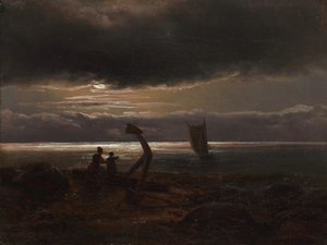 Madre e hijo junto al mar, 1830 de Johan Christian Dahl
