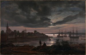 Noruega:  El puerto de Larvik a la luz de la luna Larvik a la luz de la luna