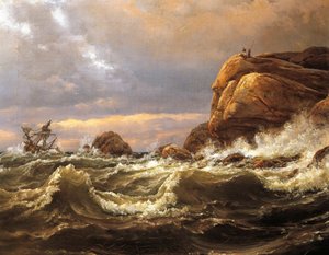 Naufragio en la costa entre Larvik y Fredriksvern de Johan Christian Dahl