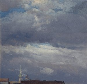Nubes de tormenta sobre la torre del castillo de Dresde de Johan Christian Dahl