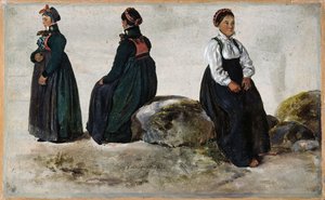 Estudios de trajes femeninos de Luster en Sogn de Johan Christian Dahl