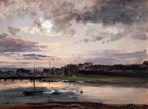 El Elba y Neustadt de Dresde en la luz de la tarde de Johan Christian Dahl