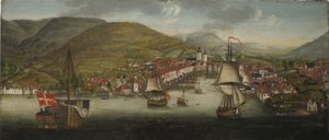 Vista del puerto de Bergen de Johan Christian Dahl