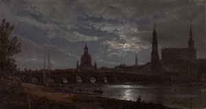 Vista de Dresde a la luz de la luna de Johan Christian Dahl