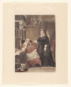 Dos personas en un interior, posiblemente María de Médicis y el cardenal de Richelieu de Johan Coenraad Leich (signed by artist)