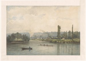Vista de Port-Marly en el Sena, con el lavadero de Johan Conrad Greive (signed by artist)
