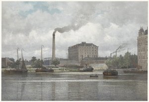 La refinería de azúcar de la empresa vom Rath en Buitensingel, Nassaukade en Ámsterdam de Johan Conrad Greive
