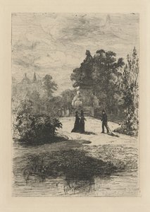 Vista de la estatua de Vondel en el Vondelpark de Johan Conrad Greive
