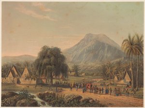 Procesión nupcial al pie del monte Salak en Java Procesión nupcial en el valle del Salak (título sobre objeto) de Johan Conrad Greive