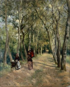 El paseo marítimo (óleo sobre tabla)
