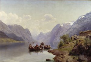 Escolta nupcial en el fiordo de Hardanger, 1865 de Johan Fredrik Eckersberg