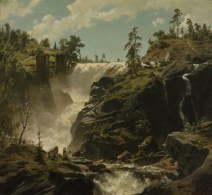 paisaje con cascada de Johan Fredrik Eckersberg