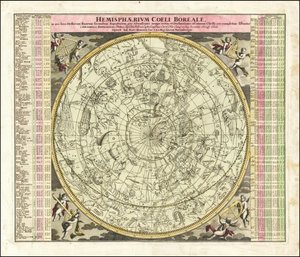 Mapa celeste del cielo del hemisferio norte de 1730 de Johan Gabriel Doppelmayr