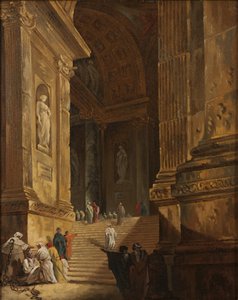 Escalera del templo, c.1783 (óleo sobre lienzo) de Johan Gottlob Brusell