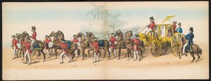 Mascarada de los estudiantes de Delft, 1857 (lámina 3) Procesión de disfraces realizada por los miembros del cuerpo de estudiantes de Delft el 5 de mayo de 1857, que representa la procesión de Garebeg del sultán de Djokjokarta y los tipos más característic de Johan Hendrik Hoffmeister