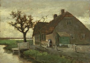 Casa de campo en un canal de Johan Hendrik Weissenbruch