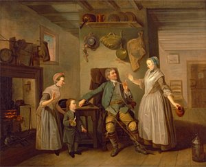 David Garrick y Mary Bradshaw en "El regreso del granjero" de David Garrick de Johan Joseph Zoffany RA