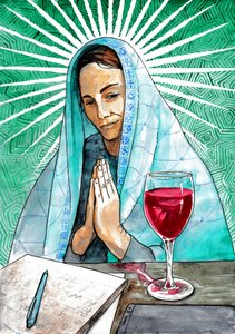Mujer espiritual en actitud contemplativa de Johan Liewendahl