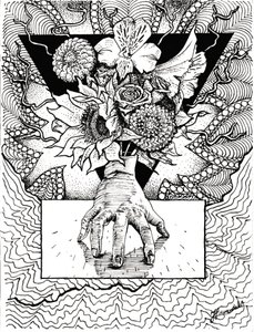 Reflejo floral surrealista de una mano de Johan Liewendahl
