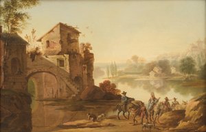 Paisaje al estilo italiano de Johan Mandelberg