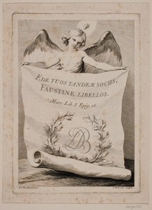 Cobre de título con un ángel sosteniendo un gran papel