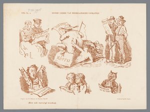 Caricatura de los diferentes tipos de lectores de periódicos, 1870 Algunos lectores de periódicos holandeses (título sobre objeto) de Johan Michaël Schmidt Crans