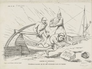 Caricatura sobre Bismarck y la Confederación Alemana, 1866 Limburg and Austria or Two Ways to Leave the German Confederation (título sobre el objeto)