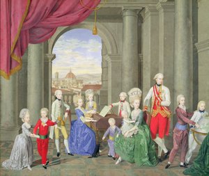 La familia de Pedro Leopoldo, Gran Duque de Toscana (1747-92), luego Leopoldo II, Emperador del Sacro Imperio Romano, ca.1782 de Johan Moll