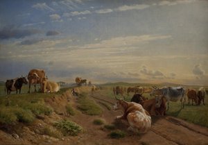 Lugar de Ordeño cerca de la Mansión Vognserup, Zelanda de Johan Thomas Lundbye